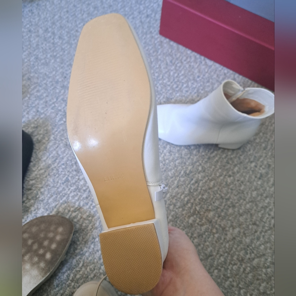 White gogo ankle boots